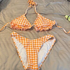 Orange Gingham Bikini Set
